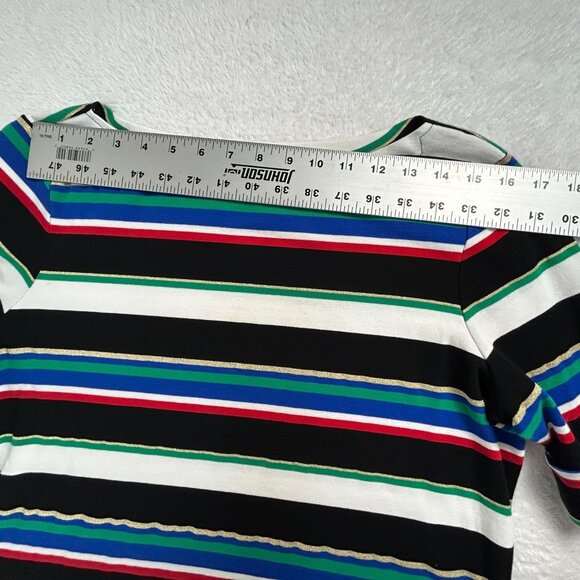 Lauren Ralph Lauren Womens Striped Short Sleeve Bota Neck Knit Top 1X Multicolor - Picture 6 of 8